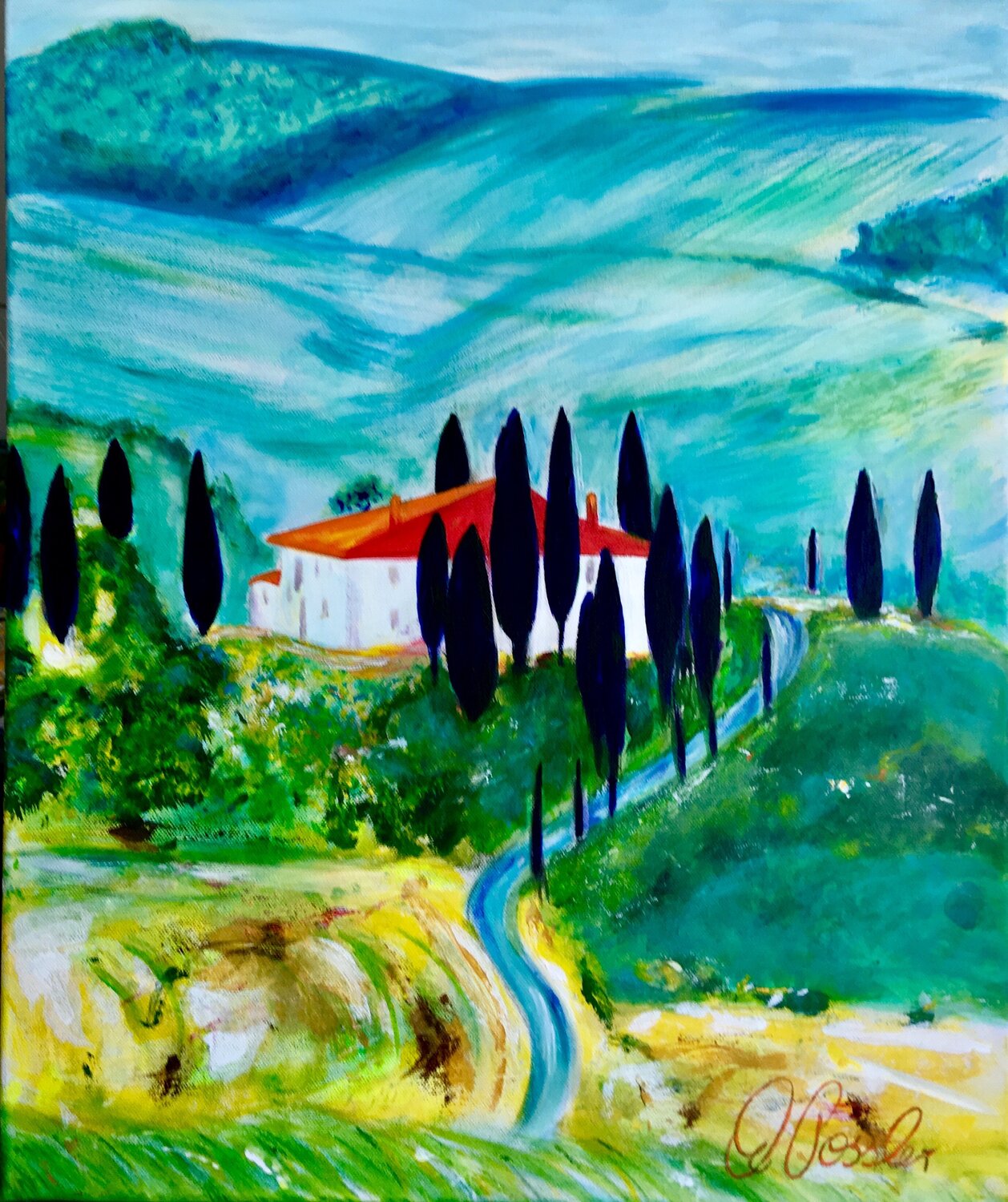 Sommer in der Toskana Marion Possler Original painting for sale