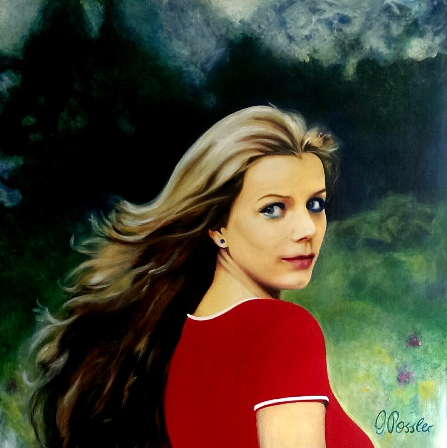 Selbstporträt Marion Possler Original painting for sale