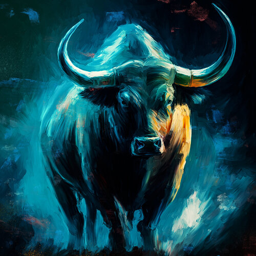 Blauer Bulle by Holger Mühlbauer-Gardemin, Painting for Sale on Select