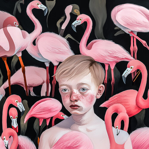 Flamingo Boy by Holger Mühlbauer-Gardemin, Painting for Sale on Select