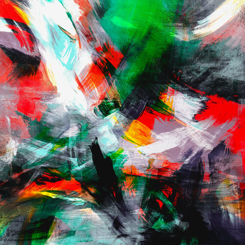Abstraktion in schwarz weiß grün rot by Holger Mühlbauer-Gardemin, Painting for Sale on Select