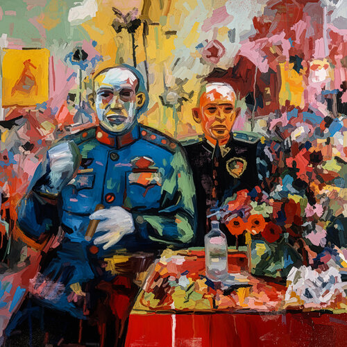 Zwei Mann Feier by Holger Mühlbauer-Gardemin, Painting for Sale on Select