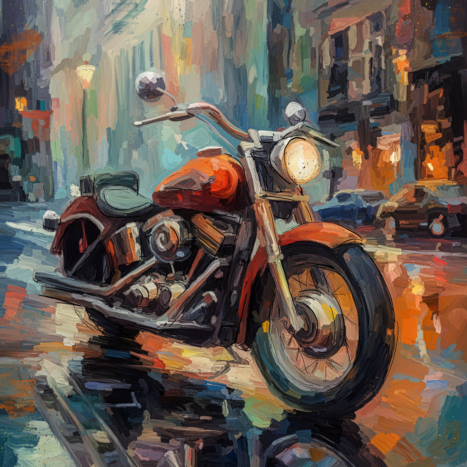 Harley in the Streets Holger Mühlbauer-Gardemin Original painting for sale