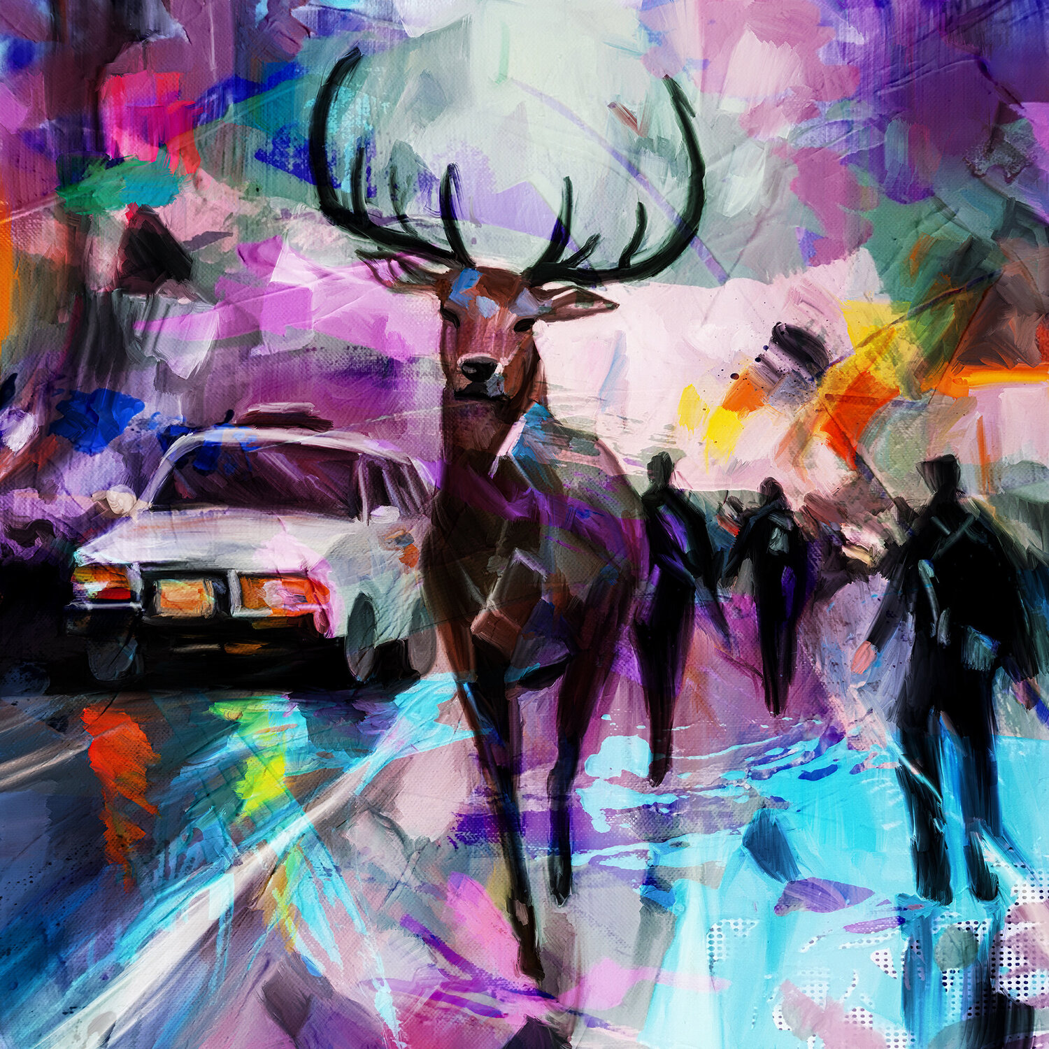 Lebensraum mit Hirsch Holger Mühlbauer-Gardemin Original painting for sale