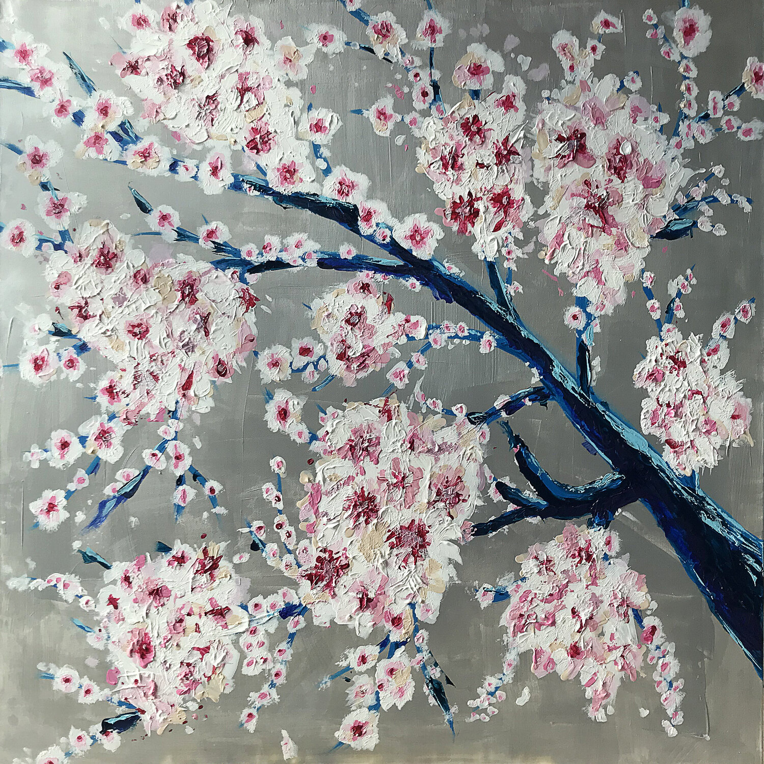 Silver Cherryblossom 1001 Holger Mühlbauer-Gardemin Original painting for sale