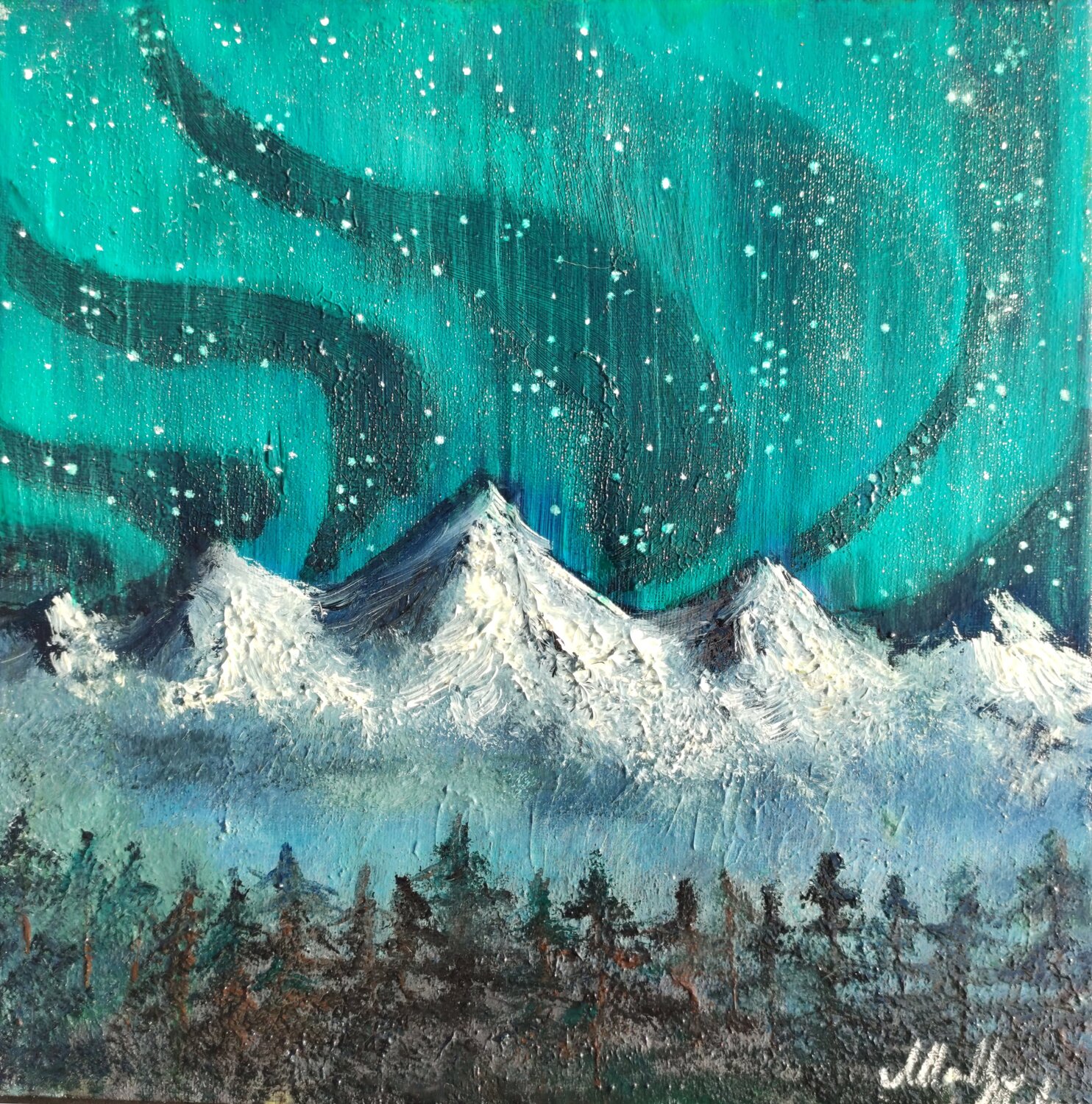 Northern Lights Monica Mauriello Originalgemälde zu verkaufen