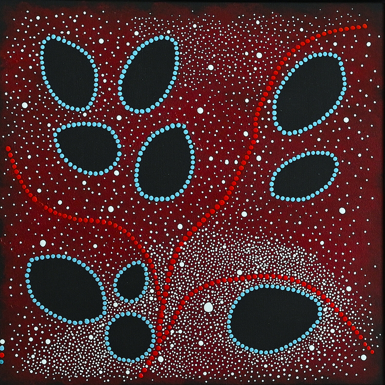 Champs noirs, ligne rouge Françoise SUZANNE Original painting for sale