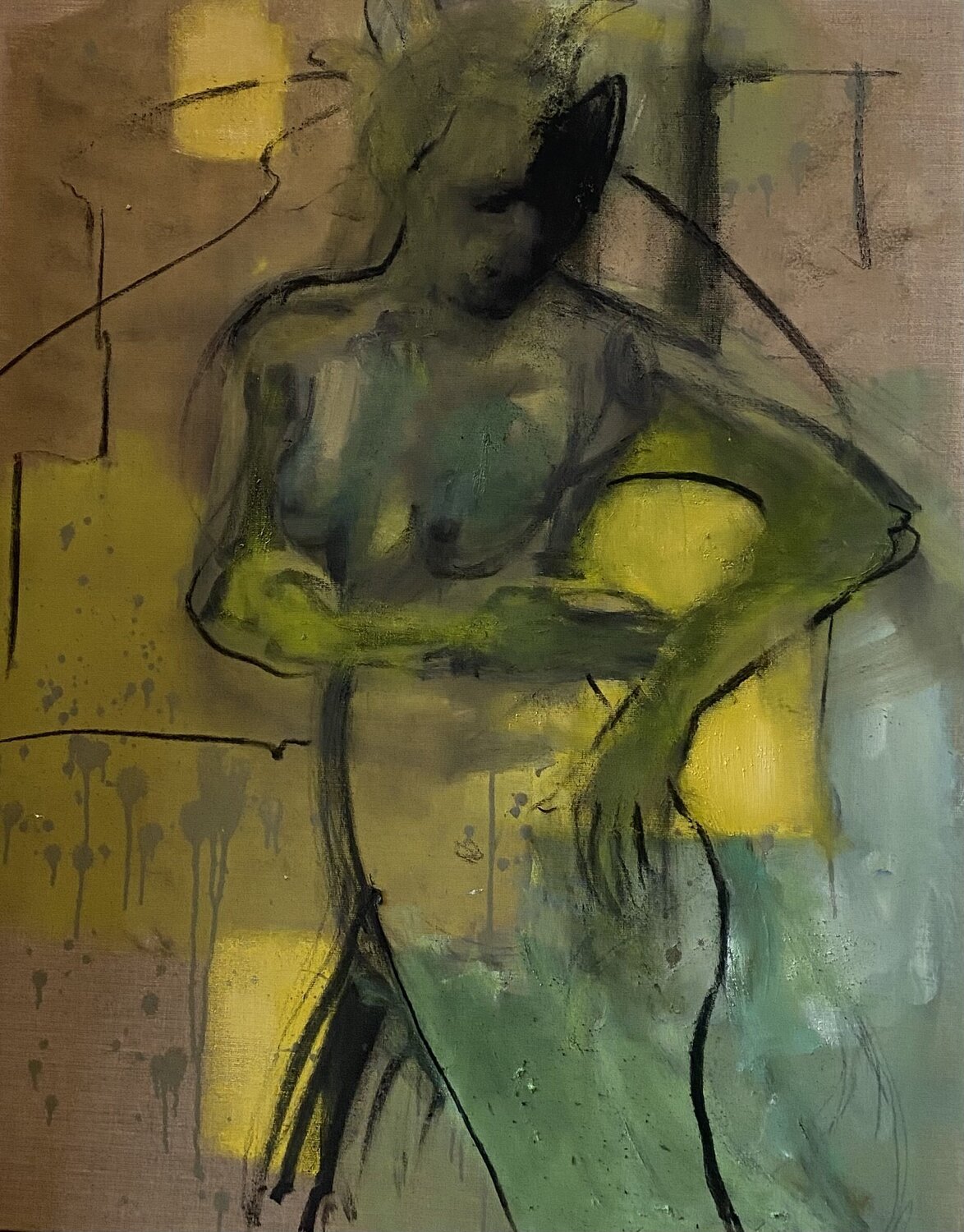 Akt mit Irrlichtern Vreni Knott Original painting for sale