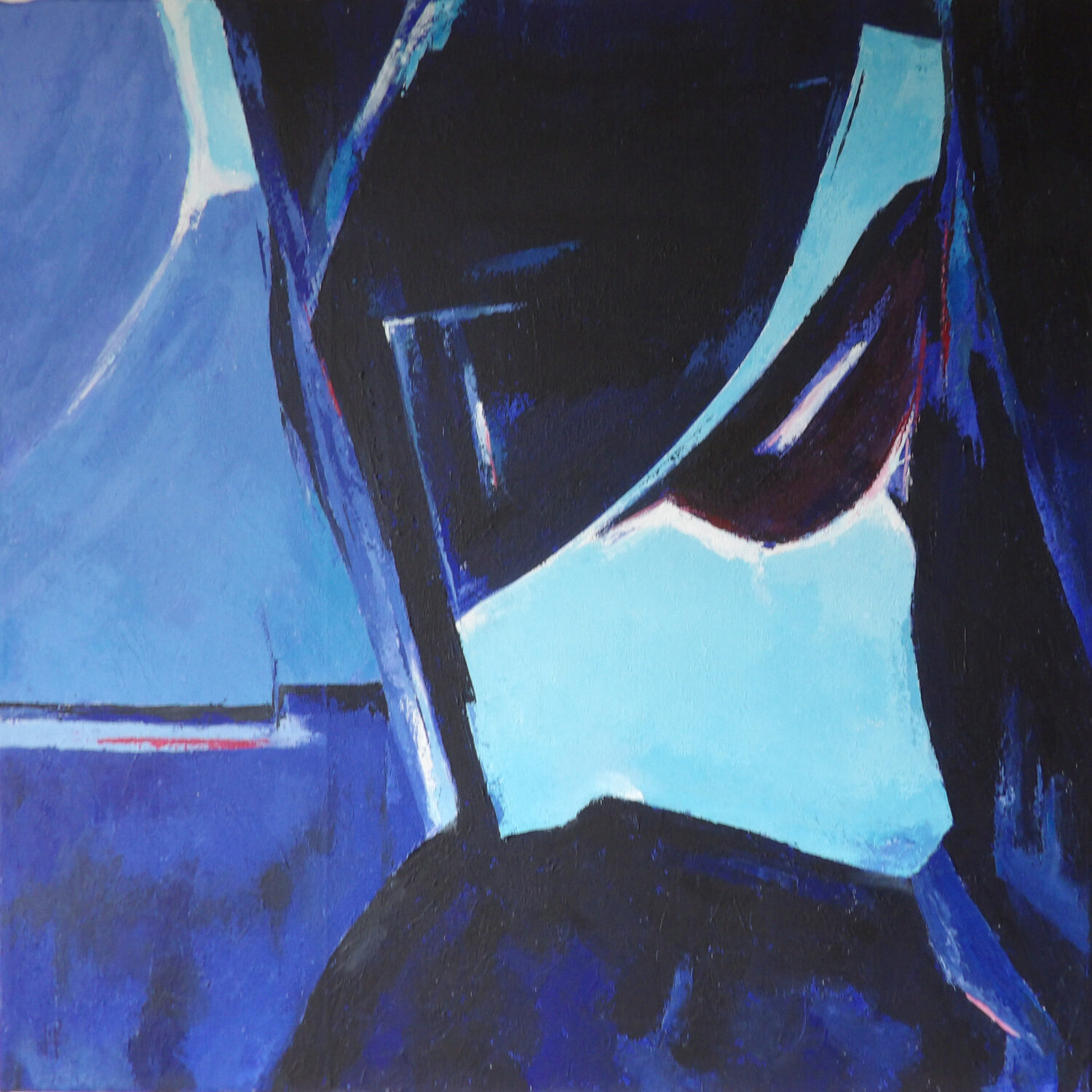 Du bleu sur la toile J-Claude Bernard Original painting for sale