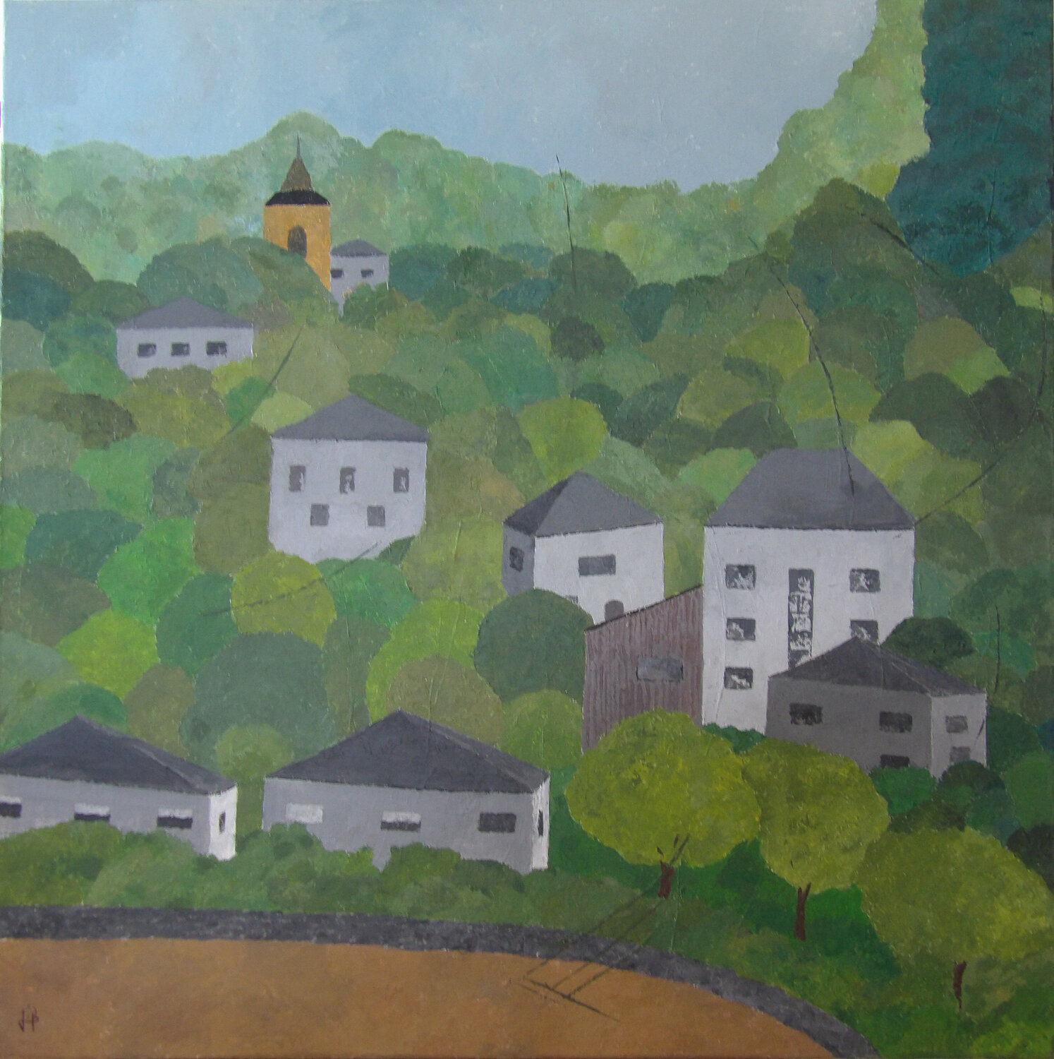 Un village bien tranquille J-Claude Bernard Original painting for sale