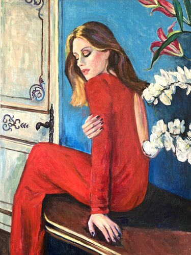 RED DRESS by Elisabetta Schlegel, Painting for Sale on Select