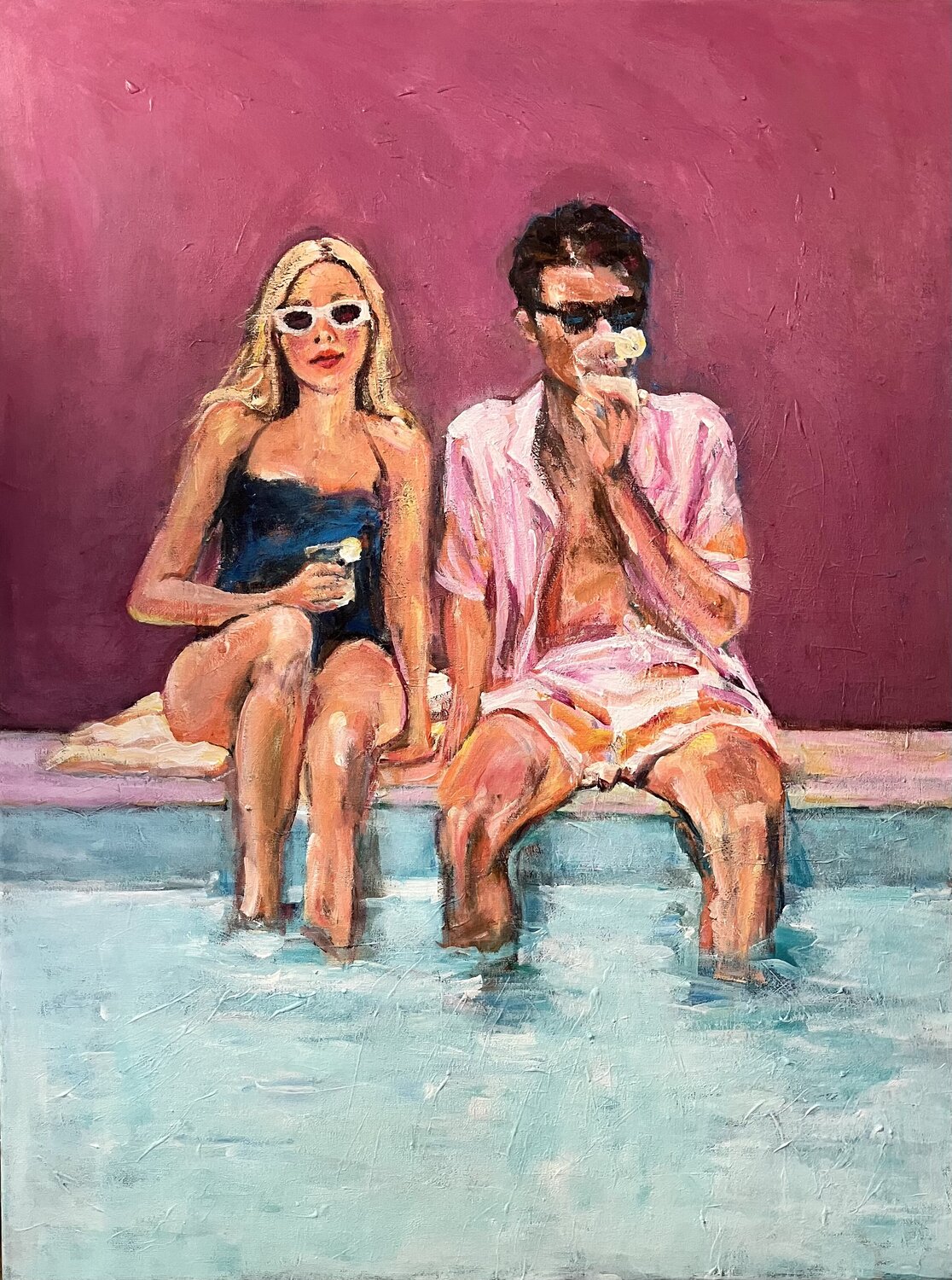 POOL PARTY Elisabetta Schlegel Original painting for sale