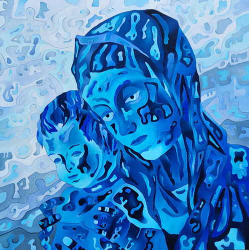 Madonna blu con Bambino by Massimo Rubbi, Painting for Sale on Select