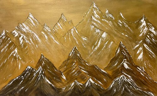 Swiss Peaks in Rusty Gold by Joyce Tan, Painting for Sale on Select