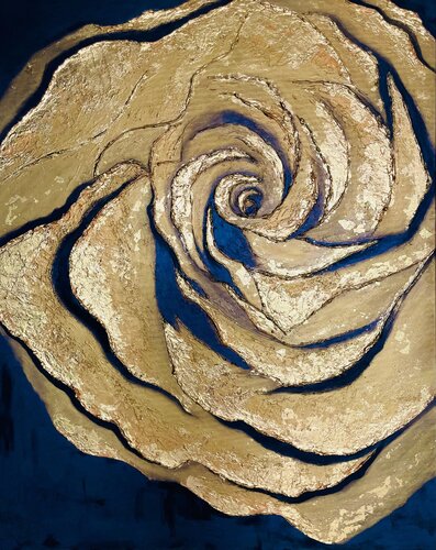 Golden Memories in Textured Blossom by Joyce Tan, Painting for Sale on Select