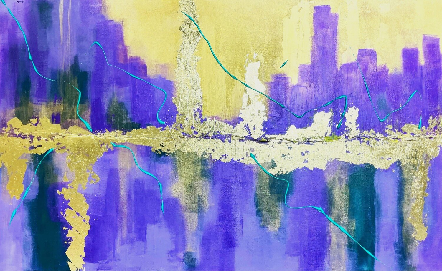 Gilded Metallic Purple Joyce Tan Original painting for sale