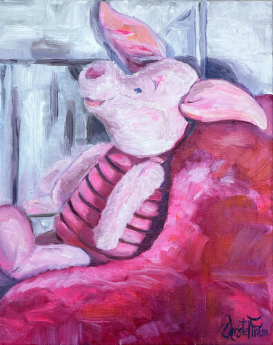Porcinet se repose by Christel Fréon, Painting for Sale on Select