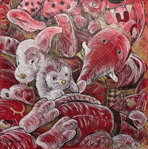 Le jeu du hérisson by Christel Fréon, Painting for Sale on Select