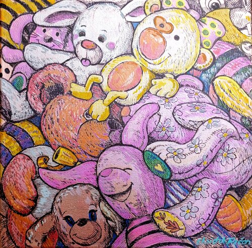 Porcinet s'amuse by Christel Fréon, Painting for Sale on Select