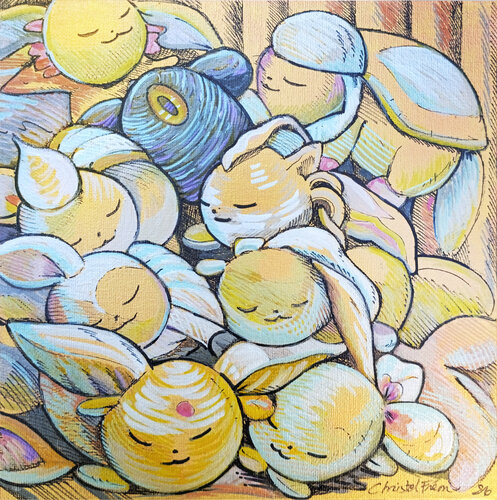 Au dodo les Pokemons by Christel Fréon, Painting for Sale on Select