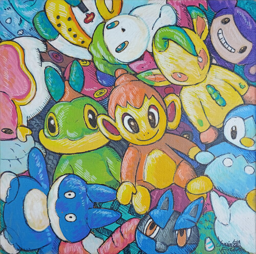Ensemble les Pokémons by Christel Fréon, Painting for Sale on Select