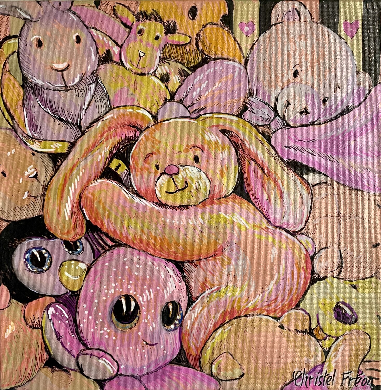 Lapin d'automne Christel Fréon Original painting for sale