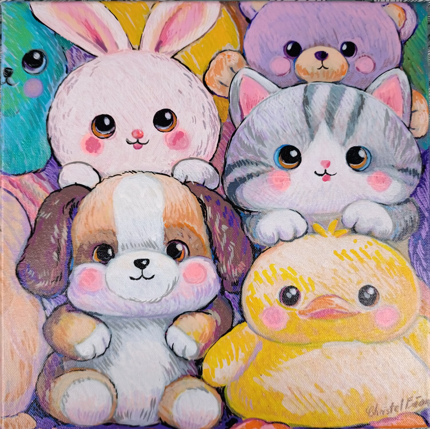 Tous copains Christel Fréon Original painting for sale