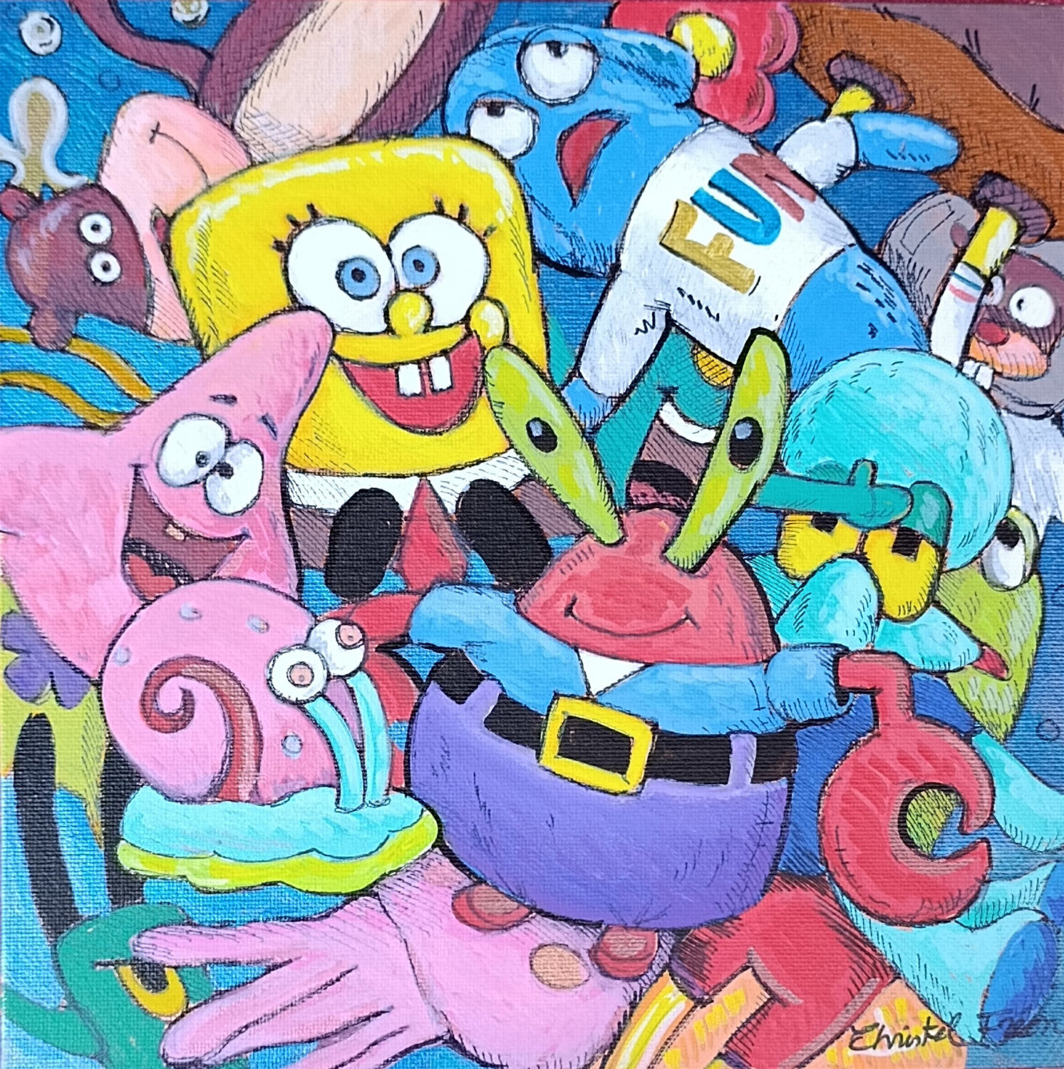 Tous avec Bob Christel Fréon Original painting for sale