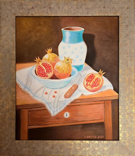 Bodegón de granadas. by José Báidez González, Painting for Sale on Select