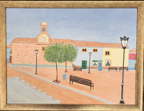 Plaza Mayor de Alcadozo. by José Báidez González, Painting for Sale on Select