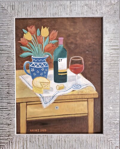 Vino y queso Cortijo Trifillas. by José Báidez González, Painting for Sale on Select
