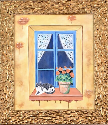 La siesta del gato. by José Báidez González, Painting for Sale on Select