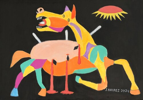 Grito del caballo herido en la batalla.Homenaje a Picasso by José Báidez González, Painting for Sale on Select