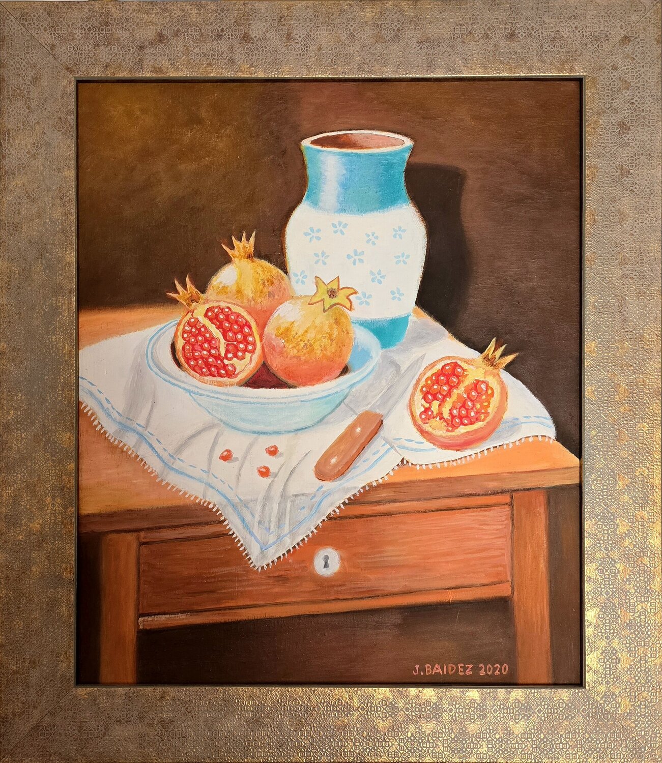 Bodegón de granadas. José Báidez González Original painting for sale