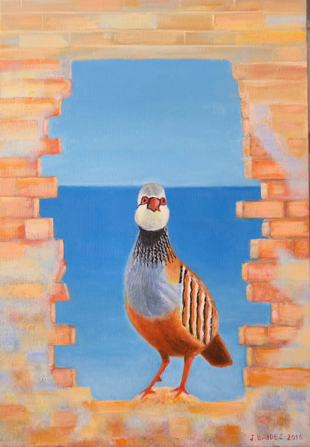 Perdiz roja española. José Báidez González Original painting for sale