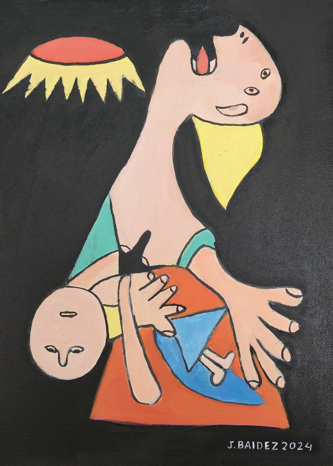 Llanto de  madre por su hijo muerto. Homenaje a Picasso. José Báidez González Original painting for sale