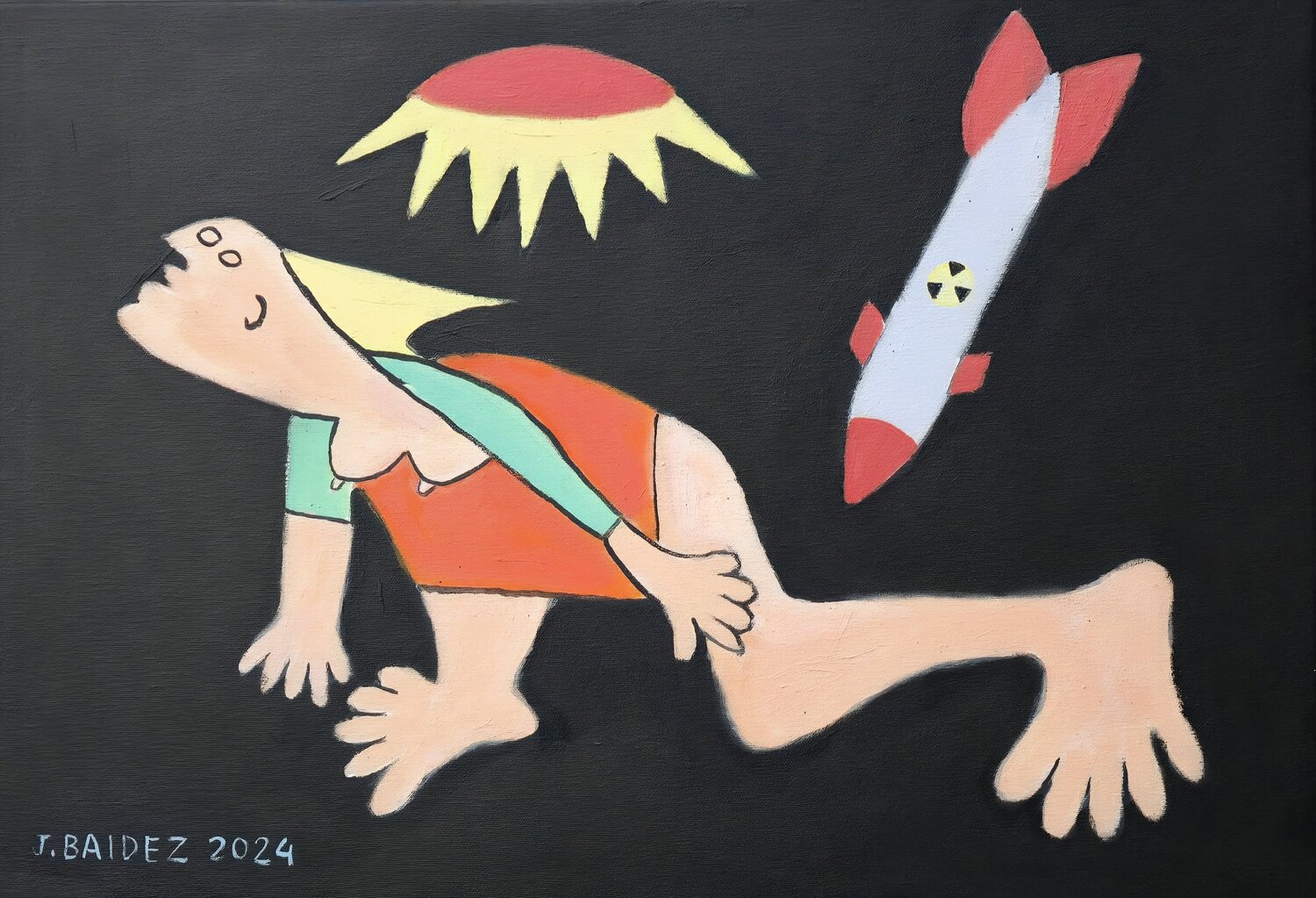 Mujer huyendo de la guerra Homenaje a Picasso. José Báidez González Original painting for sale