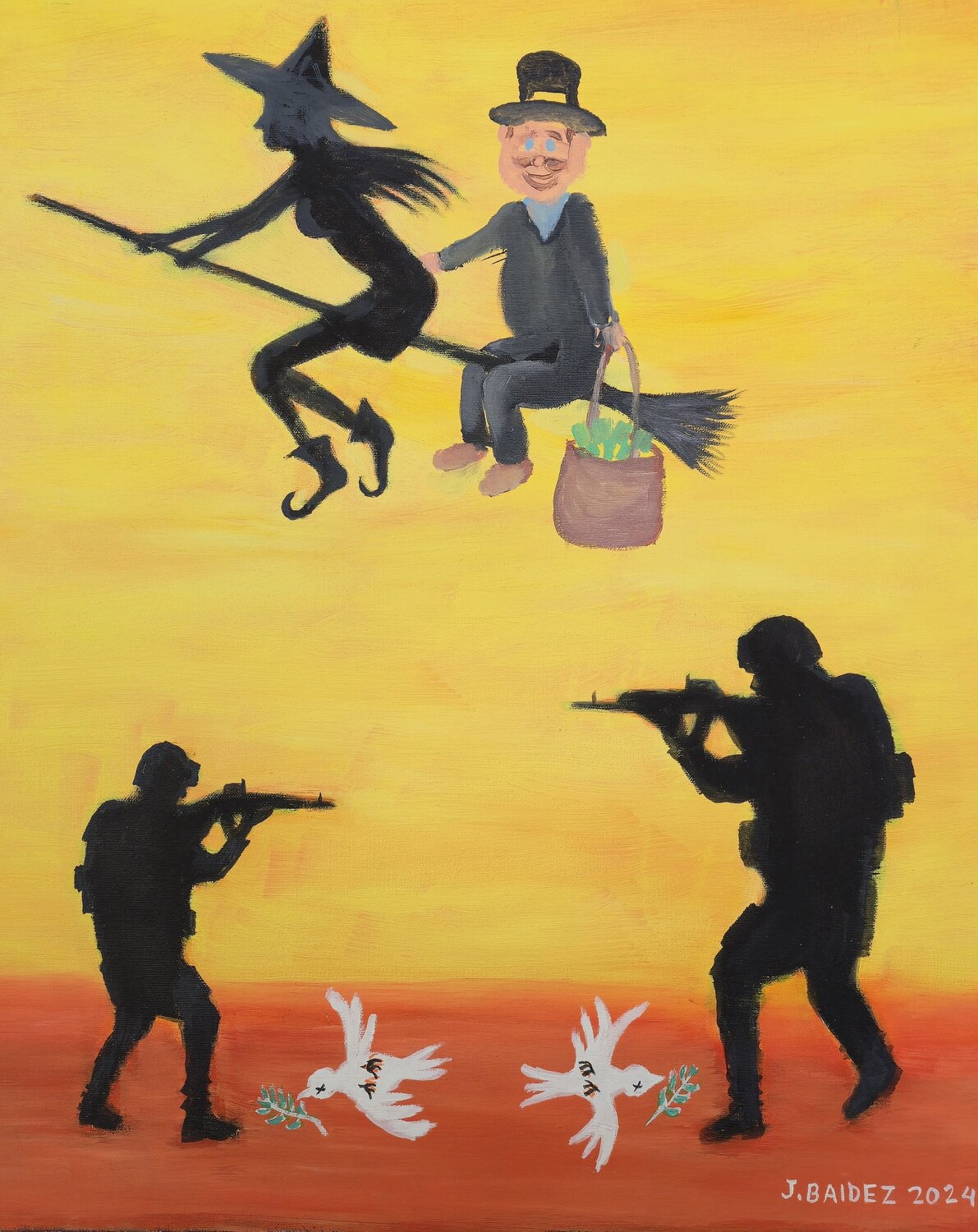 El escape de los privilegiados. José Báidez González Original painting for sale