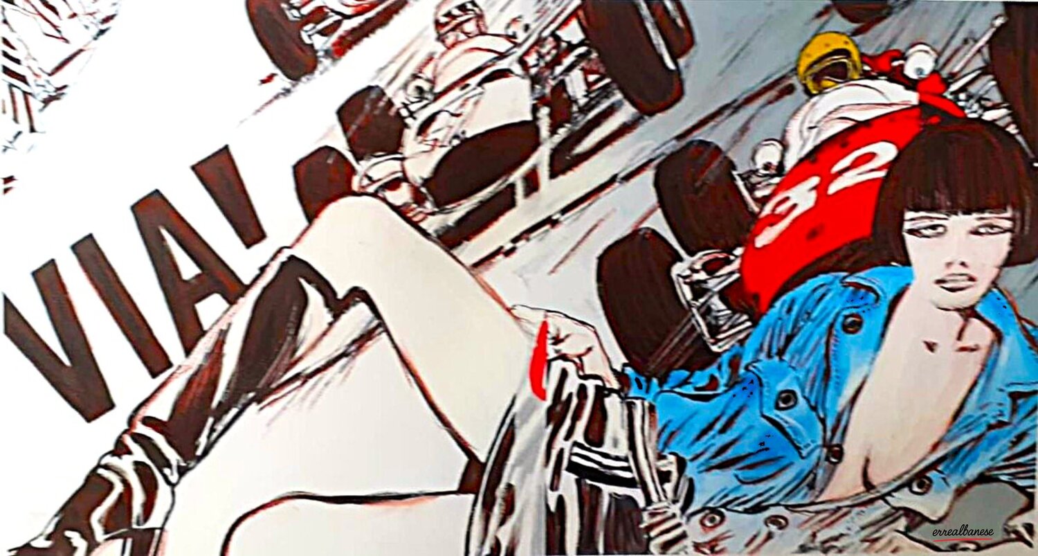 "Valentina al Gran Premio" Reginaldo Albanese Original painting for sale