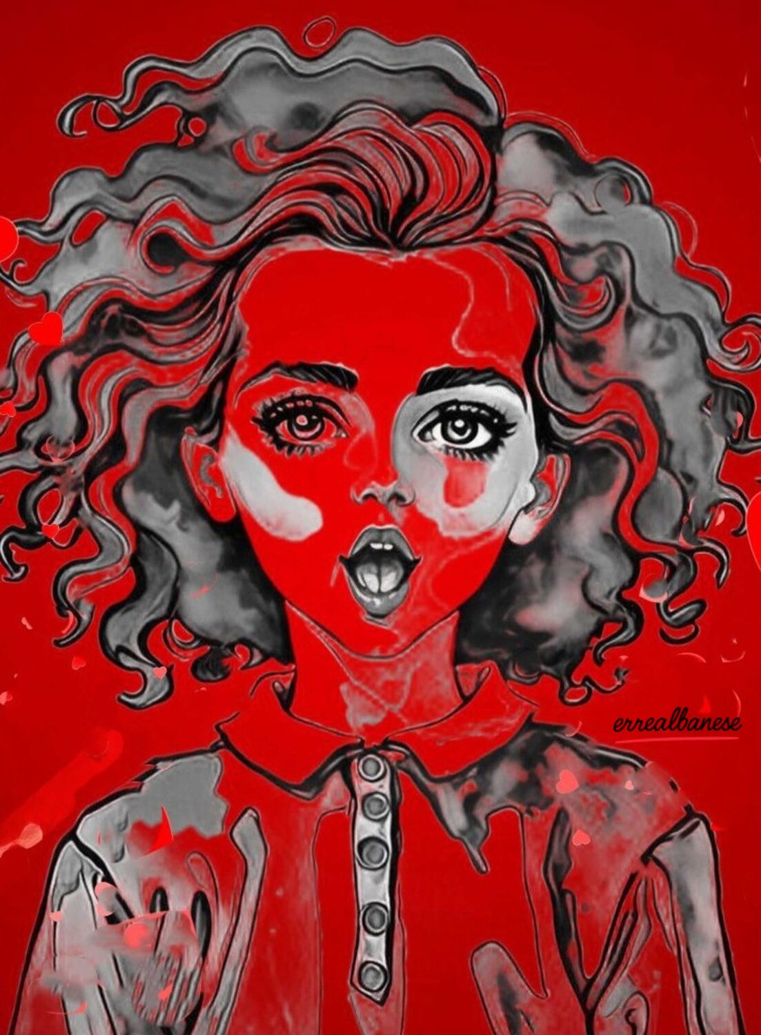 The Icon Is Burning - serie Bang – Fumetti d’Autore  Arte digitale su metallo Dibond con finitura in plexiglass Opera unica, non replicabile. Reginaldo Albanese Original painting for sale
