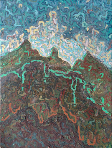 Vision panoramique du Piton des neiges pour l'oeil gauche by Victor Abel, Painting for Sale on Select