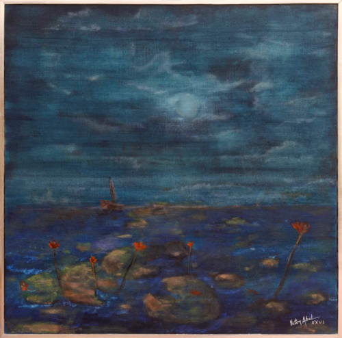 Impression à la lune levante à travers ses nuages by Victor Abel, Painting for Sale on Select