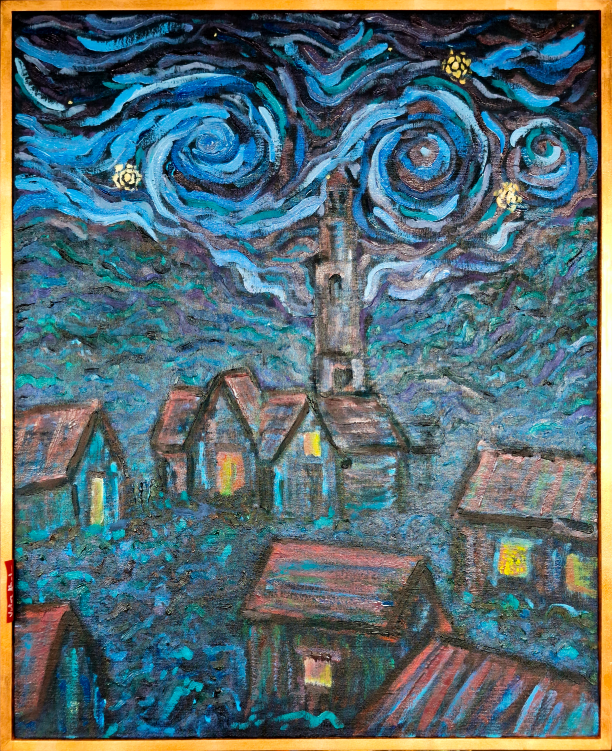 Un village de tisserands à brader Victor Abel Original painting for sale