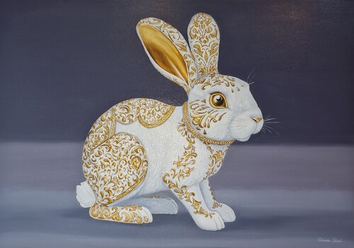 Golden Rabbit by Victoria Shul, Painting for Sale on Select