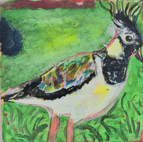 der Schein trügt- der gefährdete Kiebitz by Judith Breuer, Painting for Sale on Select
