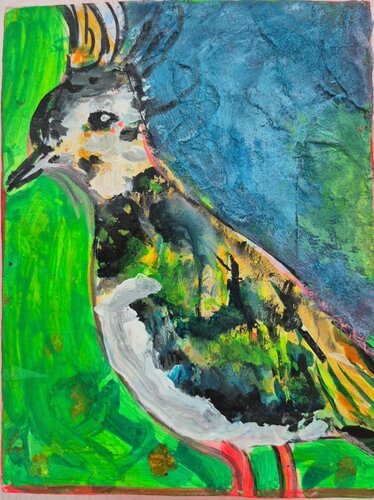 der Schein trügt- der gefährdete Kiebitz by Judith Breuer, Painting for Sale on Select