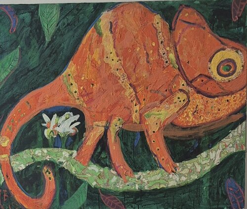 Das Chamäleon by Judith Breuer, Painting for Sale on Select