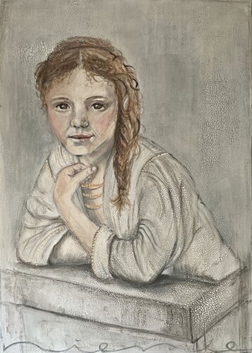 The Girl at the Window — contemporary reinterpretation by NIENKE VISSCHER, Painting for Sale on Select