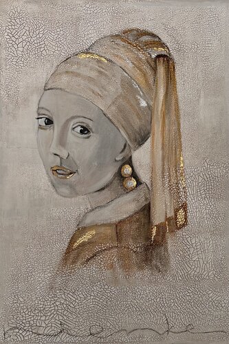 Girl with a Pearl — contemporary reinterpretation by NIENKE VISSCHER, Painting for Sale on Select