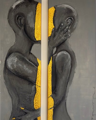 Touch of Grace — AGAPE Series | Sculptural Diptych (No. 3 of 5) by NIENKE VISSCHER, Painting for Sale on Select
